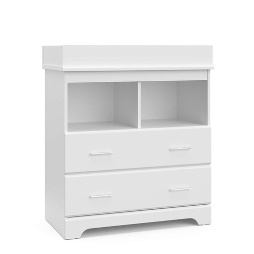 Drawer Changing Table Dresser (white) – Nursery Dresser Organizer With Changing Table Topper, Chest Of Drawers For Bedroom With 2 Drawers, Universal Design